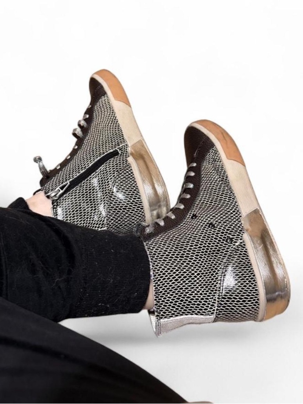 Dolce Vita Zohara High Top Sneakers in Mercury Leather